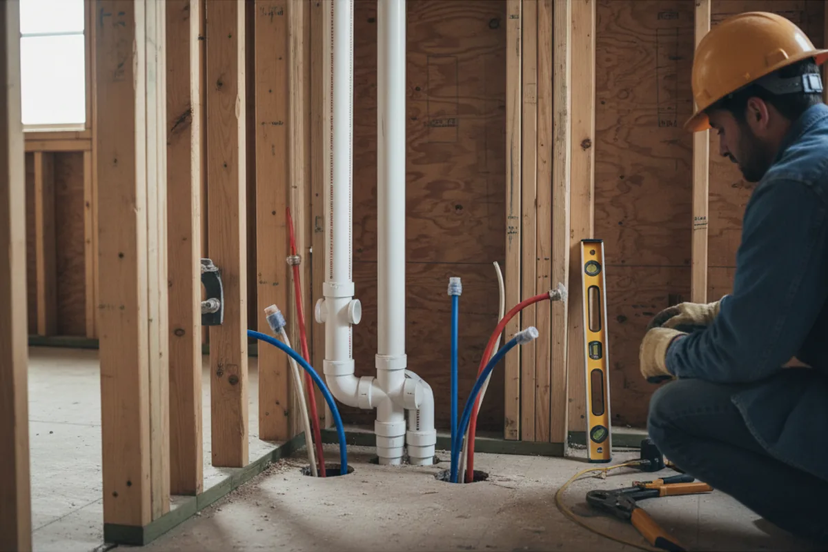 Drain and supply rough-in during Garbage Disposal Repair in Greenwich